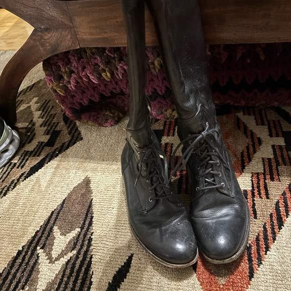 Frye Black Leather Lace Up Boots 8.5 - Picture 3 of 8